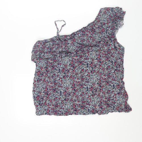 Dorothy Perkins Womens Multicoloured Floral Viscose Basic Blouse Size 16 One Shoulder - Frill