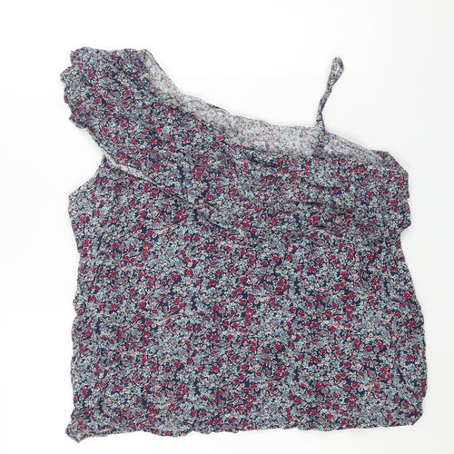 Dorothy Perkins Womens Multicoloured Floral Viscose Basic Blouse Size 16 One Shoulder - Frill