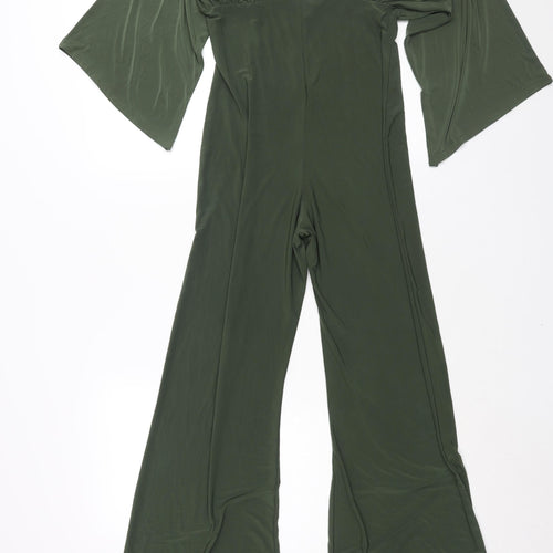 PRETTYLITTLETHING Womens Green Polyester Jumpsuit One-Piece Size 12 L32 in Tie