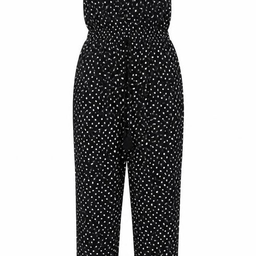 Lipsy Womens Black Polka Dot Viscose Jumpsuit One-Piece Size 8 L31 in Pullover - Rouched Bodice