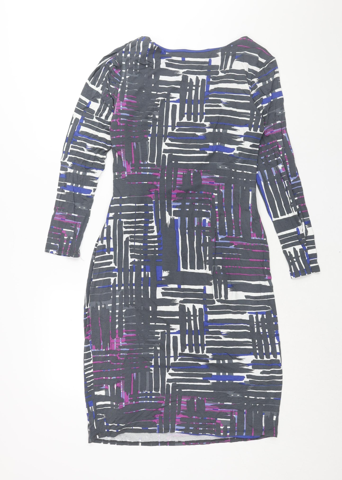 Alexon Womens Grey Geometric Viscose Mini Size 14 V-Neck Pullover