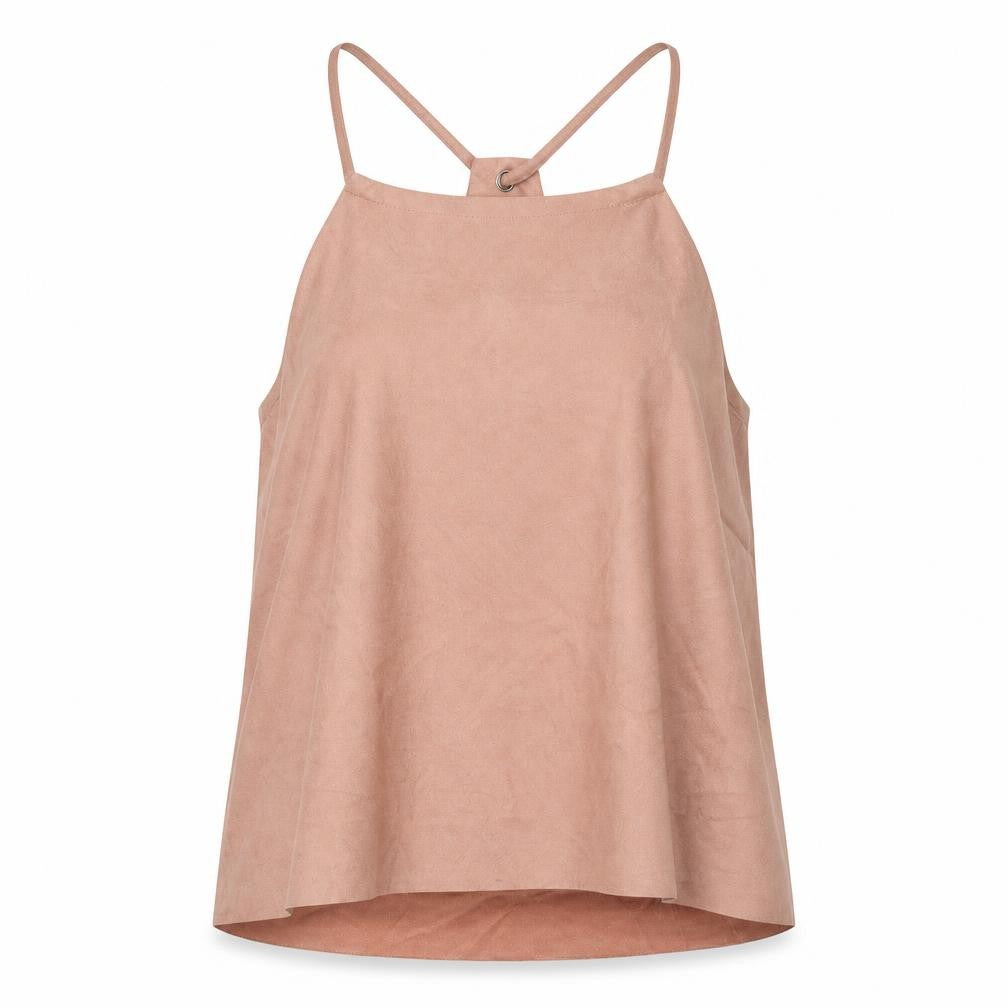 Front view of Glamorous women’s pink polyester camisole blouse, size S, round neck