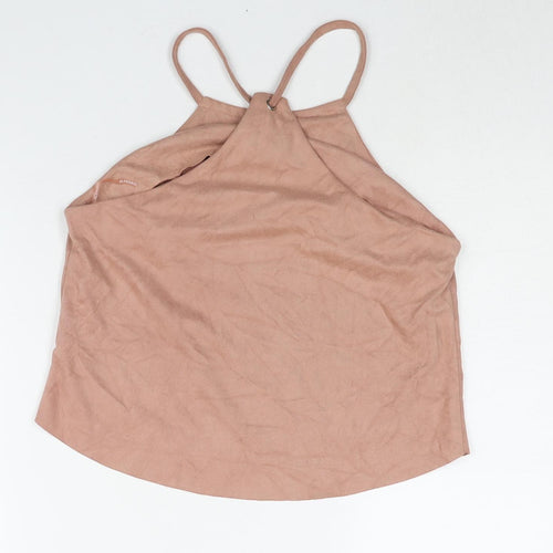 Glamorous Womens Pink Polyester Camisole Blouse Size S Round Neck