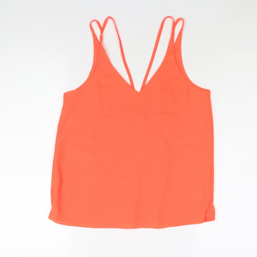 Topshop Womens Pink Polyester Camisole Blouse Size 8 V-Neck - Neon