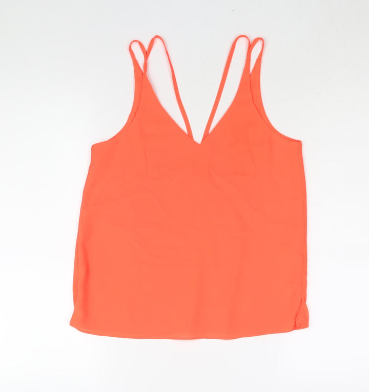 Topshop Womens Pink Polyester Camisole Blouse Size 8 V-Neck - Neon