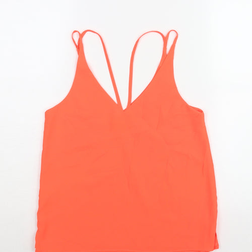Topshop Womens Pink Polyester Camisole Blouse Size 8 V-Neck - Neon
