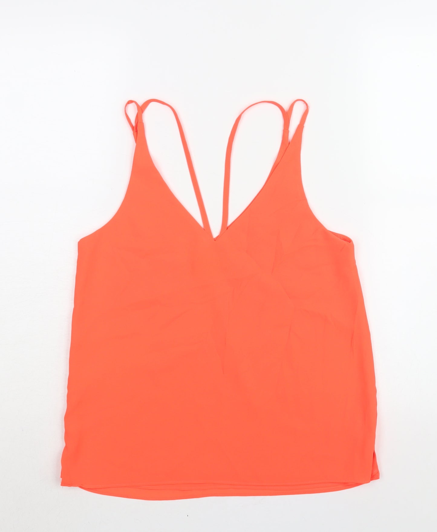 Topshop Womens Pink Polyester Camisole Blouse Size 8 V-Neck - Neon
