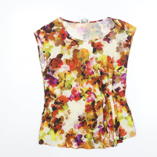 Kaliko Womens Multicoloured Floral Polyester Camisole Blouse Size 8 Round Neck - Pleat Detail