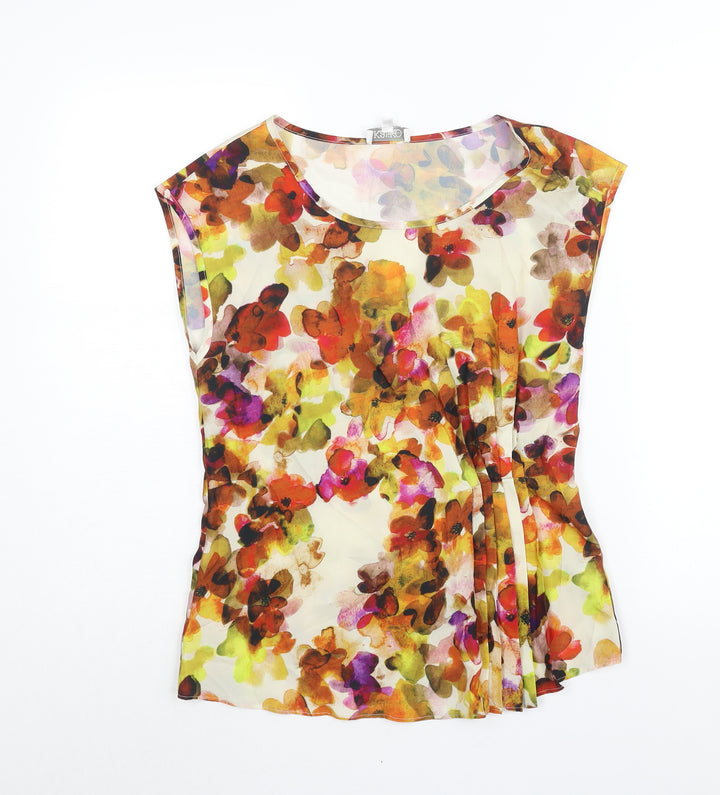 Kaliko Womens Multicoloured Floral Polyester Camisole Blouse Size 8 Round Neck - Pleat Detail