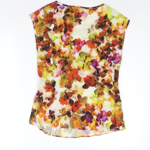 Kaliko Womens Multicoloured Floral Polyester Camisole Blouse Size 8 Round Neck - Pleat Detail