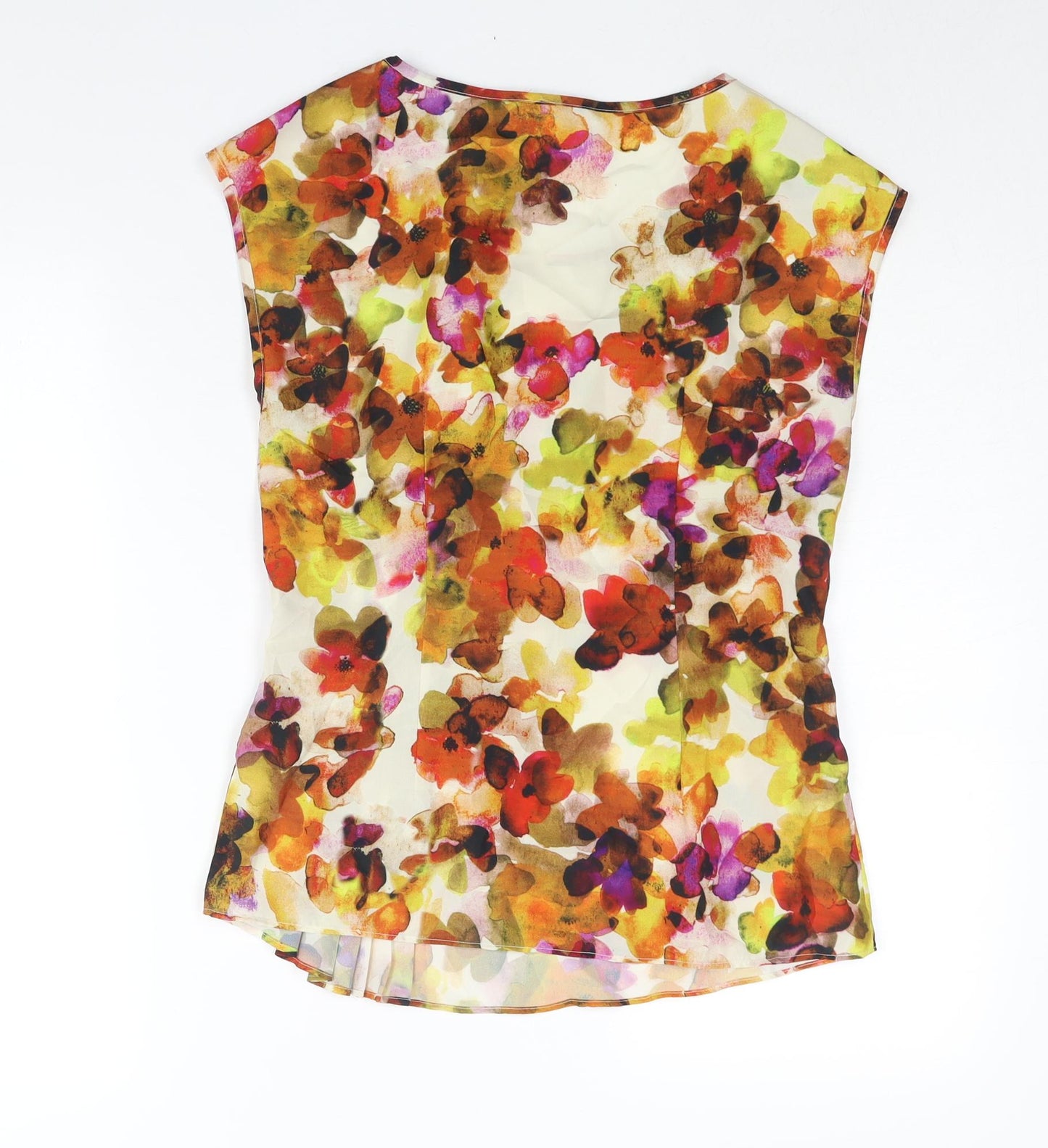 Kaliko Womens Multicoloured Floral Polyester Camisole Blouse Size 8 Round Neck - Pleat Detail