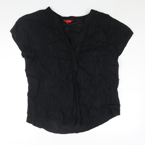 Sorrento Womens Black Cotton Basic Blouse Size 24 V-Neck