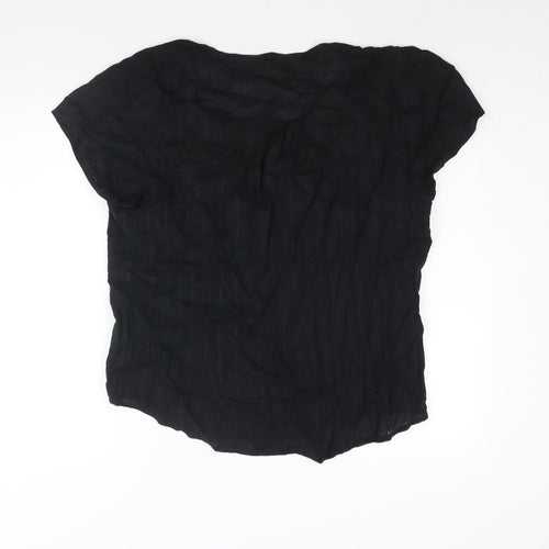Sorrento Womens Black Cotton Basic Blouse Size 24 V-Neck