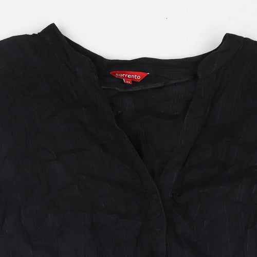 Sorrento Womens Black Cotton Basic Blouse Size 24 V-Neck