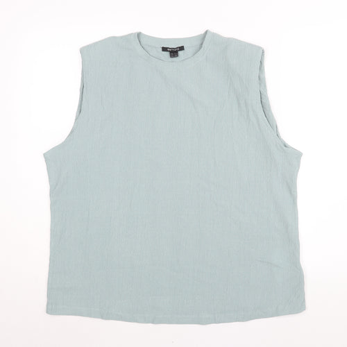 ESMARA Womens Blue Polyester Basic Blouse Size L Round Neck - Shoulder Pads