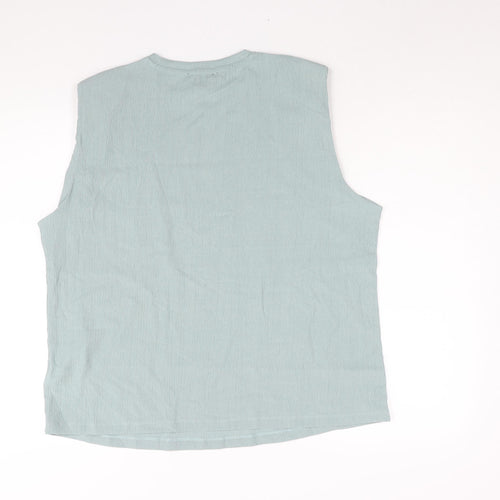 ESMARA Womens Blue Polyester Basic Blouse Size L Round Neck - Shoulder Pads