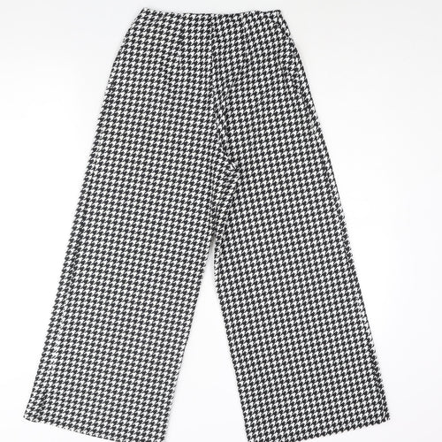 New Look Womens Black Check Polyester Cropped Trousers Size 6 L24 in Regular - Houndstooth