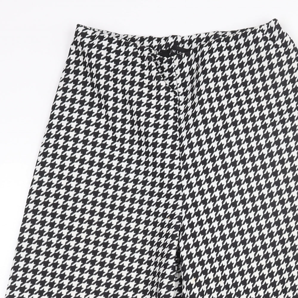 New Look Womens Black Check Polyester Cropped Trousers Size 6 L24 in Regular - Houndstooth