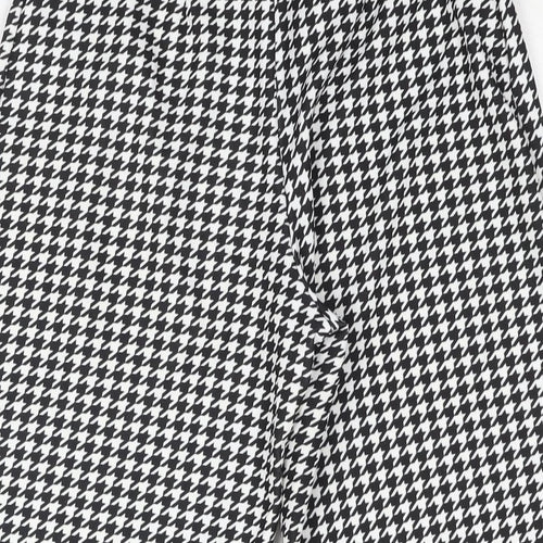 New Look Womens Black Check Polyester Cropped Trousers Size 6 L24 in Regular - Houndstooth