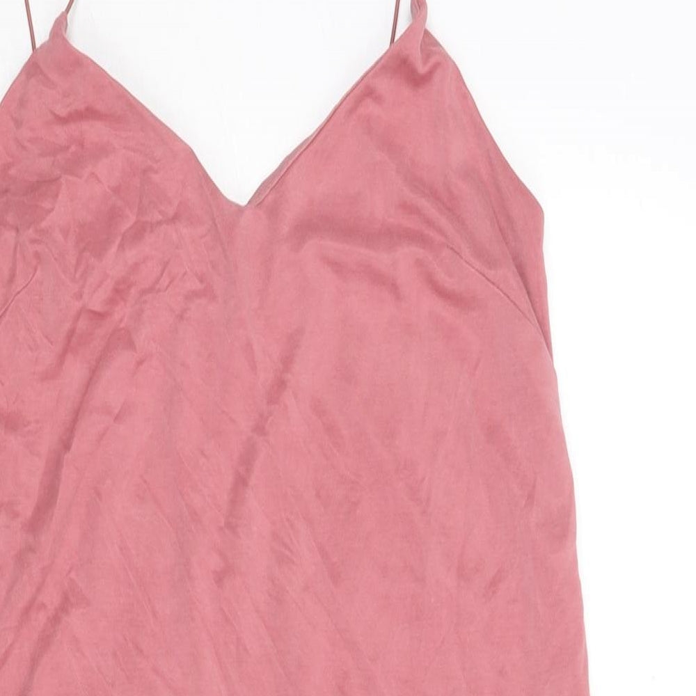 Topshop Womens Pink Modal Tank Dress Size 10 Sweetheart Pullover