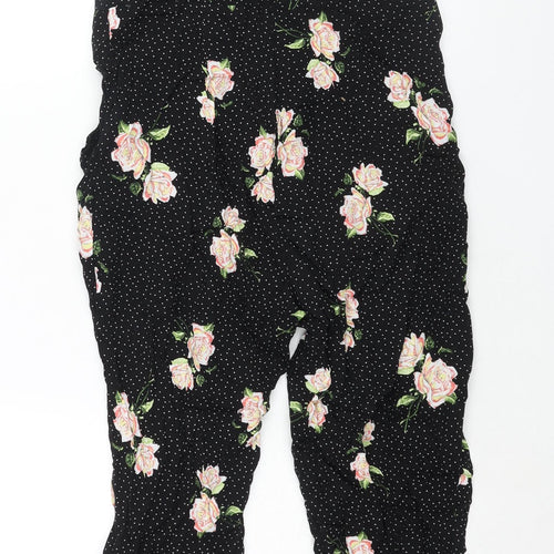 Dorothy Perkins Womens Black Floral Viscose Jumpsuit One-Piece Size 12 L28 in Button