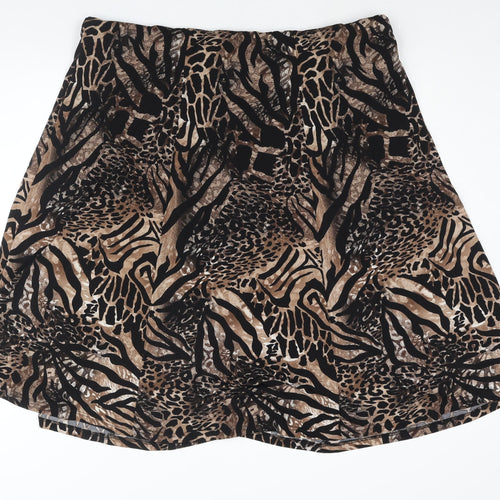Anna Rose Womens Brown Animal Print Polyester A-Line Skirt Size 20