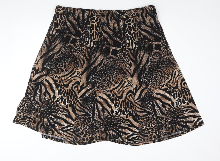 Anna Rose Womens Brown Animal Print Polyester A-Line Skirt Size 20