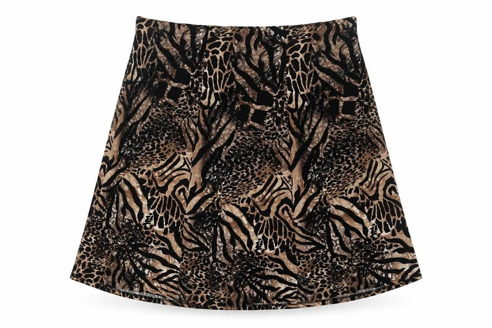Anna Rose Womens Brown Animal Print Polyester A-Line Skirt Size 20