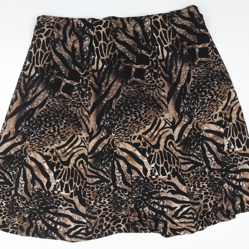 Anna Rose Womens Brown Animal Print Polyester A-Line Skirt Size 20