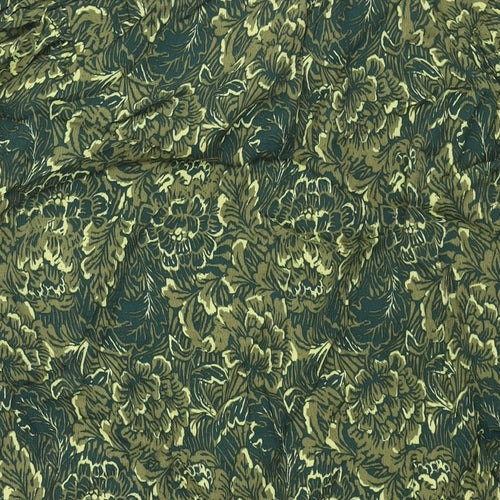 NEXT Womens Green Floral Viscose Shift Size 16 Round Neck Button