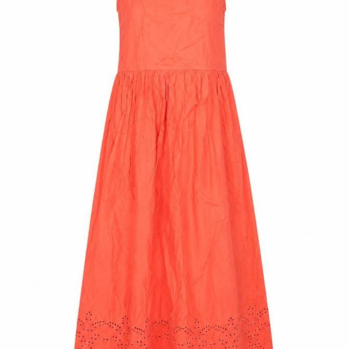 Mango Womens Red Cotton Sheath Size S Round Neck Button - Embroidered Hem