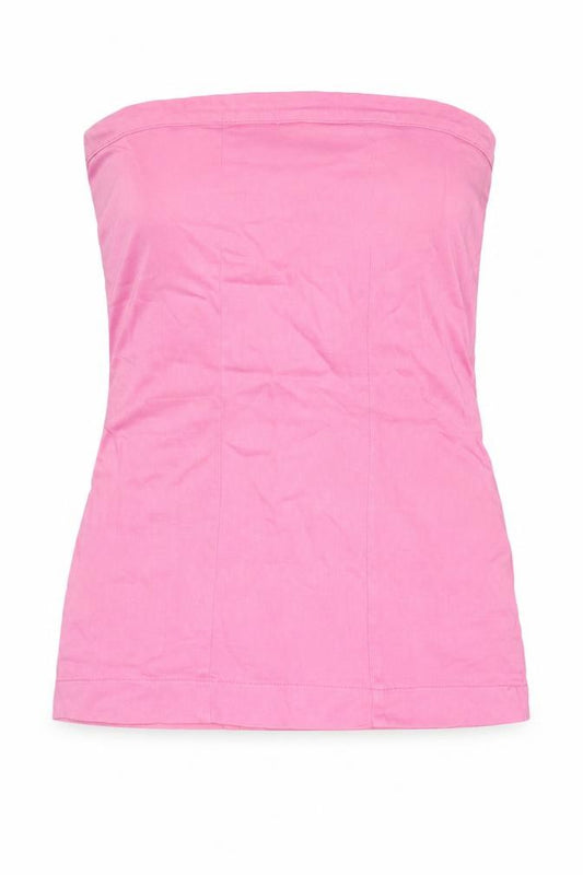 Front view of PRETTYLITTLETHING women’s pink cotton mini, size UK 10, square neck zip