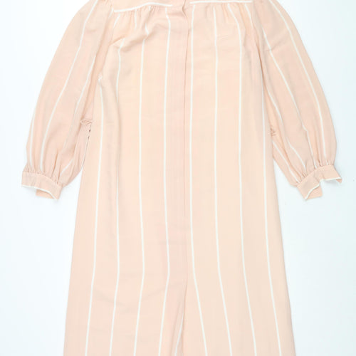 Jeunesse Womens Pink Striped Polyester Shift Size 12 Collared Button - Vintage
