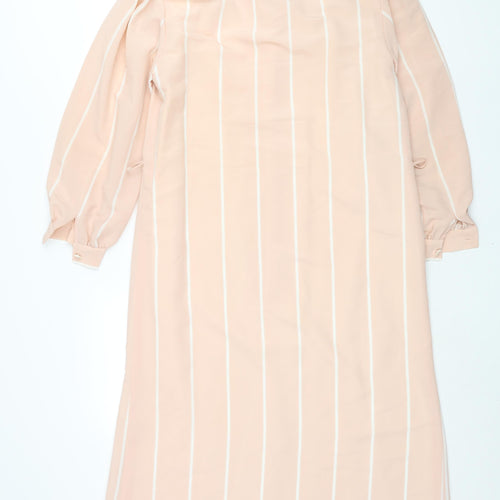 Jeunesse Womens Pink Striped Polyester Shift Size 12 Collared Button - Vintage
