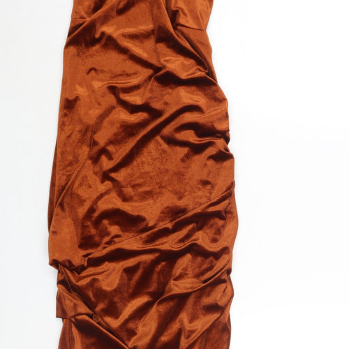 ASOS Womens Brown Polyester Shift Size 12 Sweetheart Lace Up - Rouched