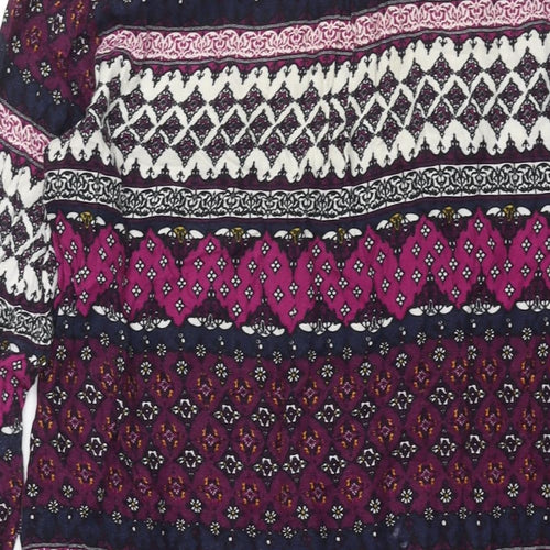 Divided Womens Multicoloured Geometric Viscose Shift Size 14 Round Neck Button