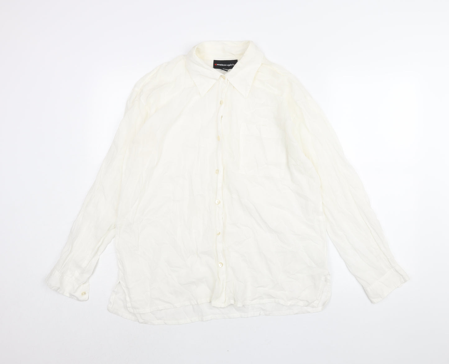 Endliess Spirit Womens White Viscose Basic Button-Up Size L Collared