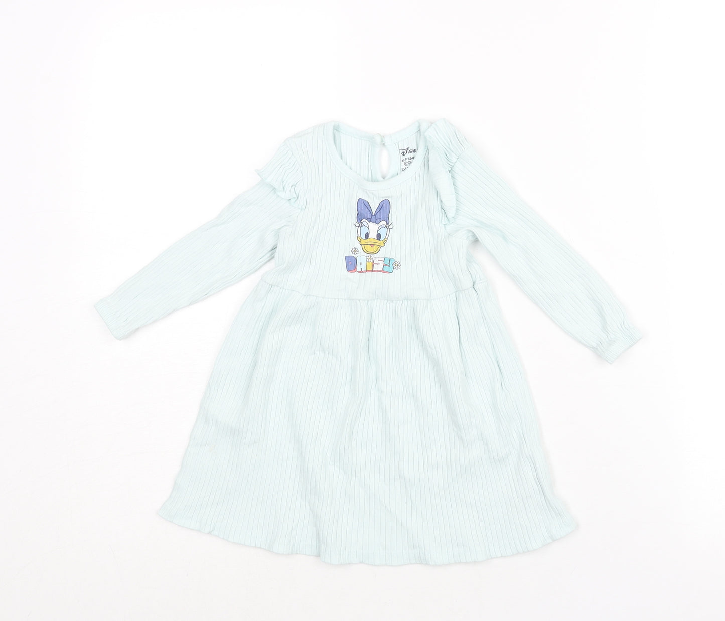 Disney Girls Blue Cotton A-Line Size 12-18 Months Round Neck Button - Daisy Duck Print