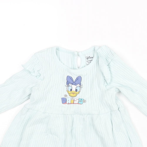 Disney Girls Blue Cotton A-Line Size 12-18 Months Round Neck Button - Daisy Duck Print