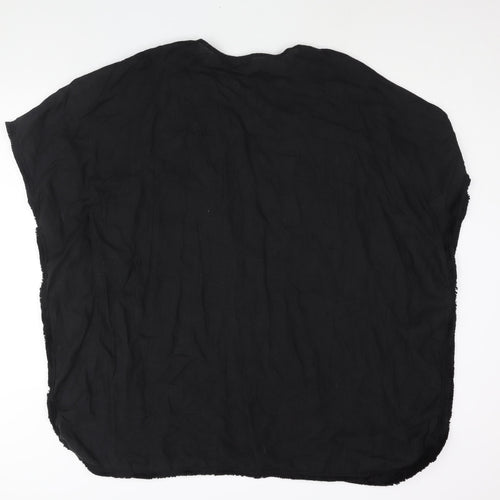 Privacy Womens Black Polyester Cover Up Size 18 - Fringe Edge Embroidered