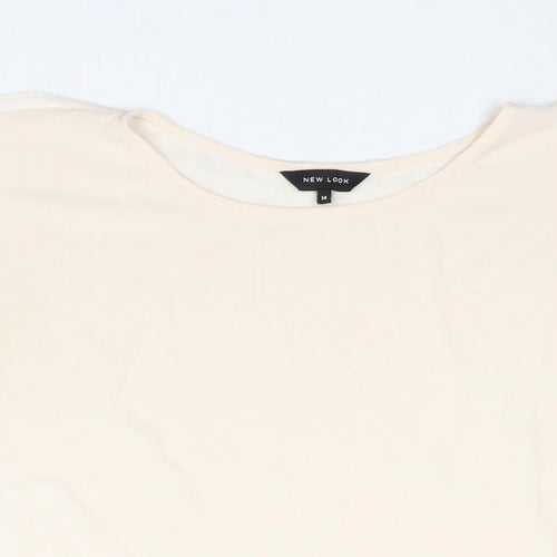 New Look Womens Ivory Polyester Basic Blouse Size 14 Round Neck - Semi Sheer