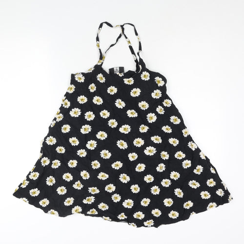 AX Paris Womens Black Floral Cotton A-Line Size 10 Scoop Neck Pullover