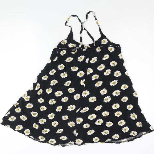 AX Paris Womens Black Floral Cotton A-Line Size 10 Scoop Neck Pullover
