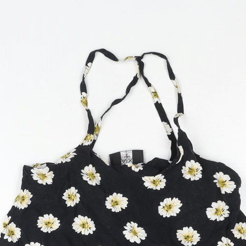 AX Paris Womens Black Floral Cotton A-Line Size 10 Scoop Neck Pullover