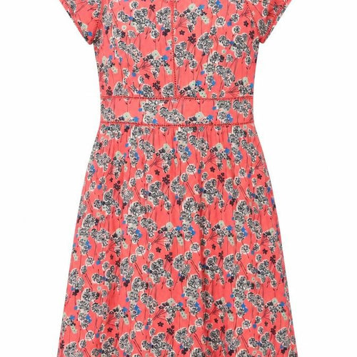 Monsoon Womens Pink Floral Viscose A-Line Size 10 Round Neck Zip