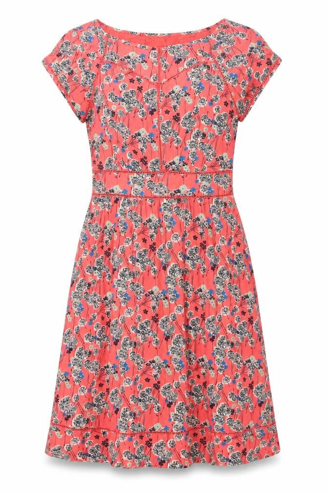 Monsoon Womens Pink Floral Viscose A-Line Size 10 Round Neck Zip