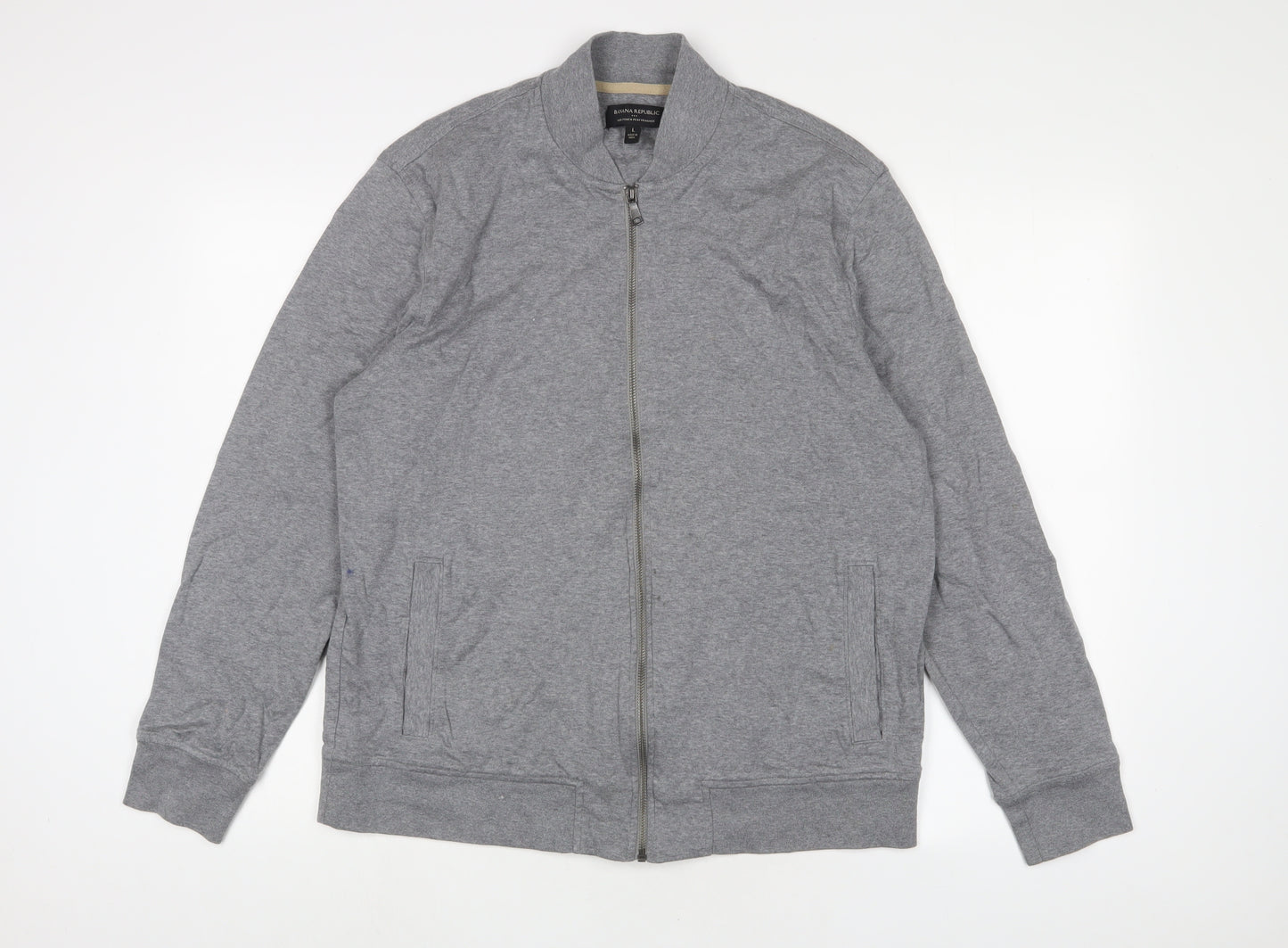 Banana Republic Mens Grey Cotton Full Zip Sweatshirt Size L
