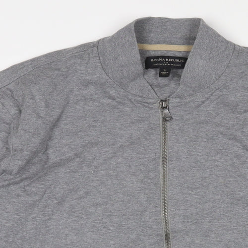 Banana Republic Mens Grey Cotton Full Zip Sweatshirt Size L