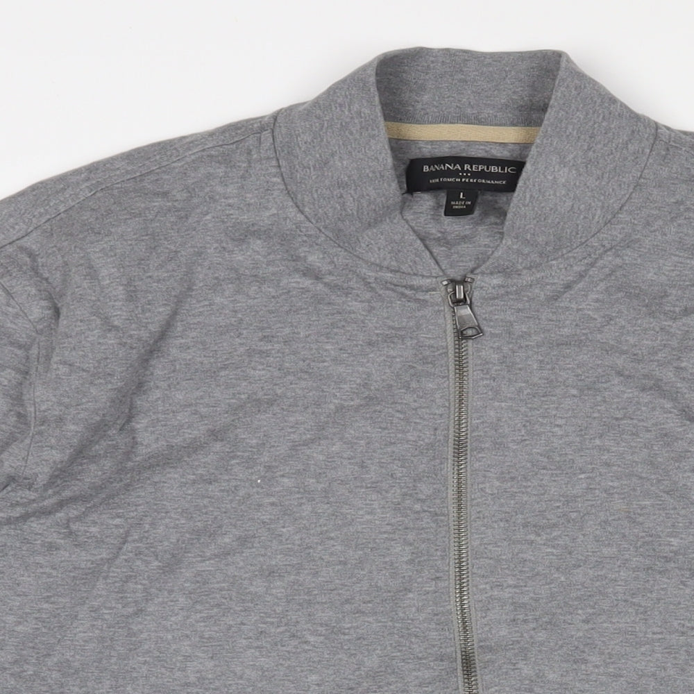 Banana Republic Mens Grey Cotton Full Zip Sweatshirt Size L