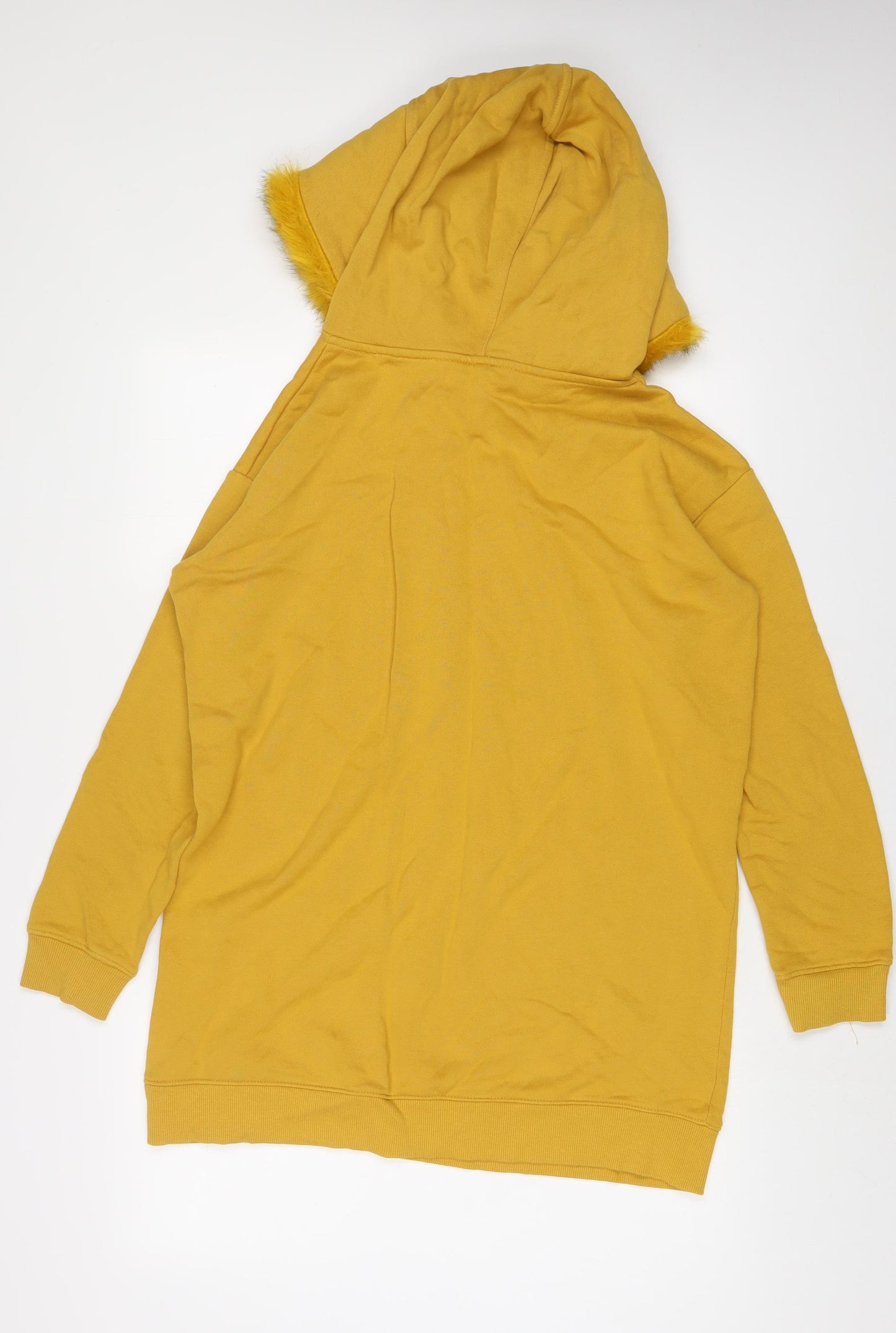 River Island Womens Yellow Cotton Pullover Hoodie Size 8 Pullover